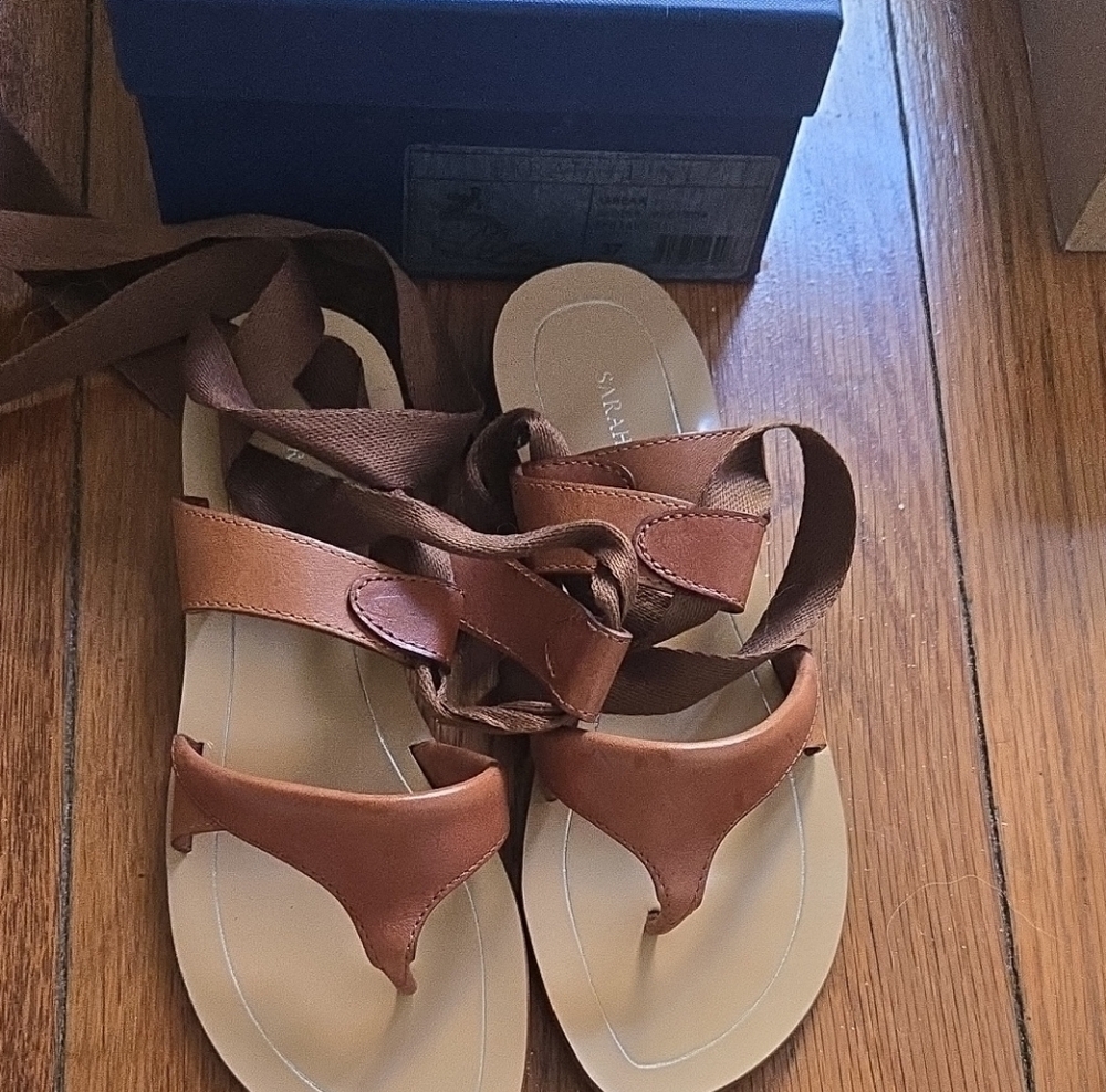 Sarah Fint Ankle Strap Brown Leather Sandals